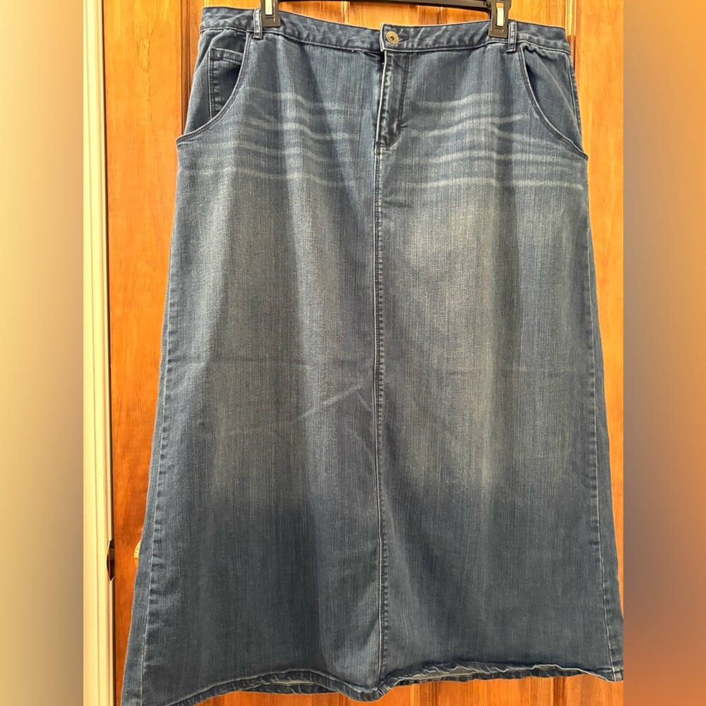 Cato Blue Midi A-Line Skirt for Work